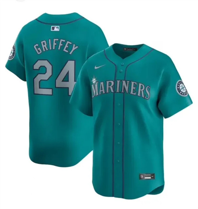Men's Seattle Mariners #24 Ken Griffey Jr. Aqua Alternate Limited Stitched jersey